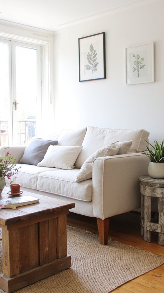 linen sofas with wooden legs