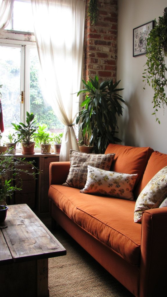 lush greenery complements burnt orange