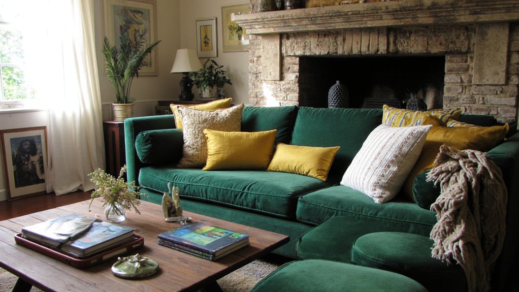 luxe green velvet cushions