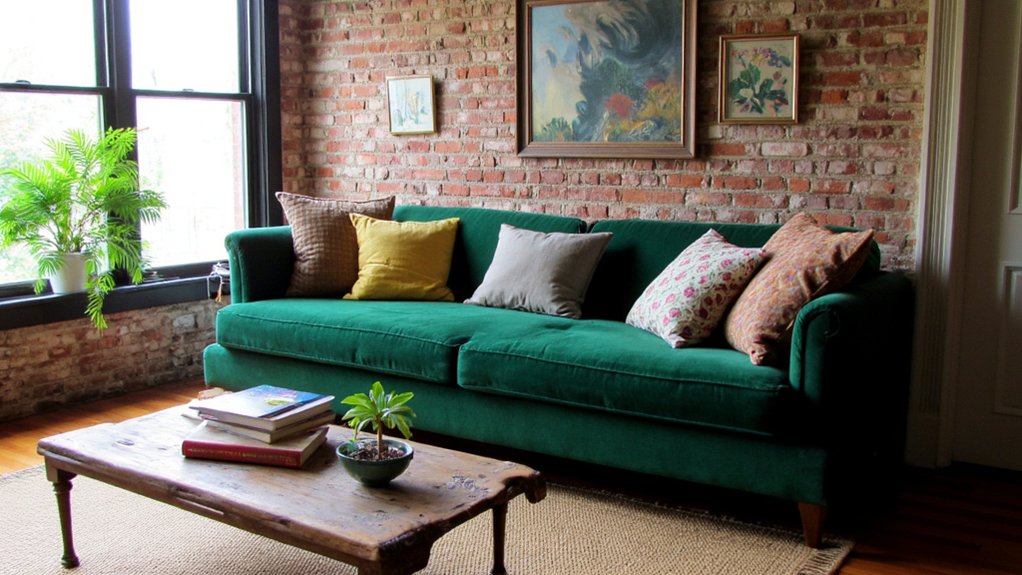 luxurious emerald green sofas