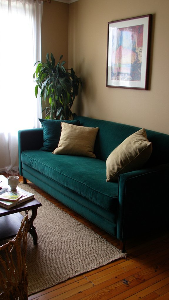 luxurious jewel toned velvet sofa