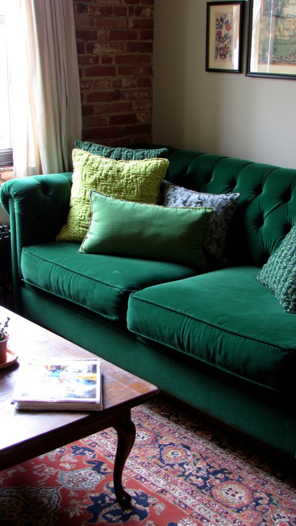 luxurious textured green pillows