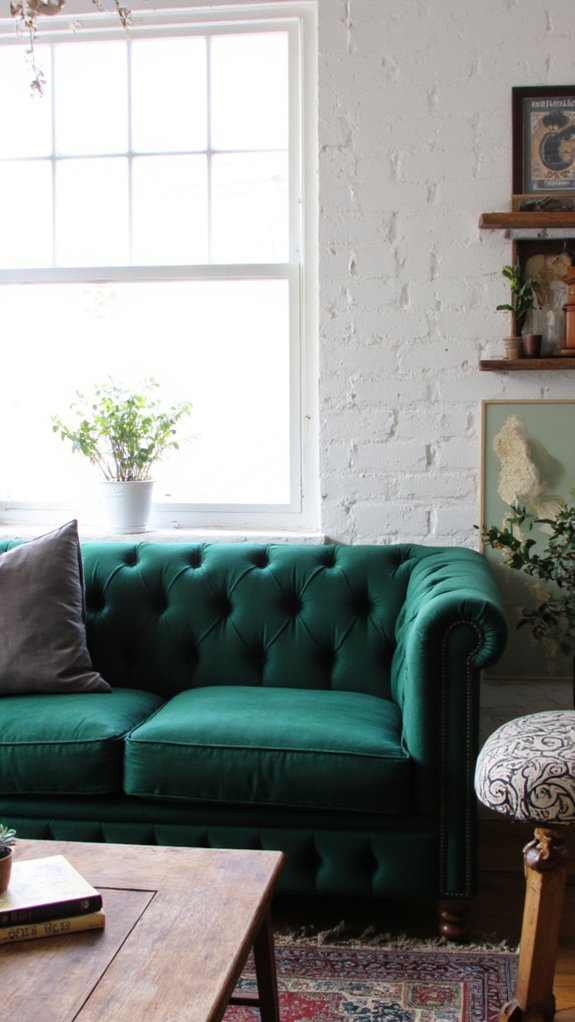 luxurious tufted sofa centerpiece