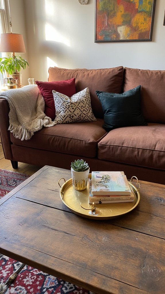 metallic accents enhance decor