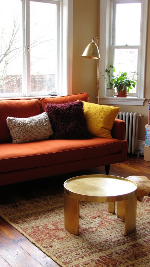 metallic accents enhance warmth