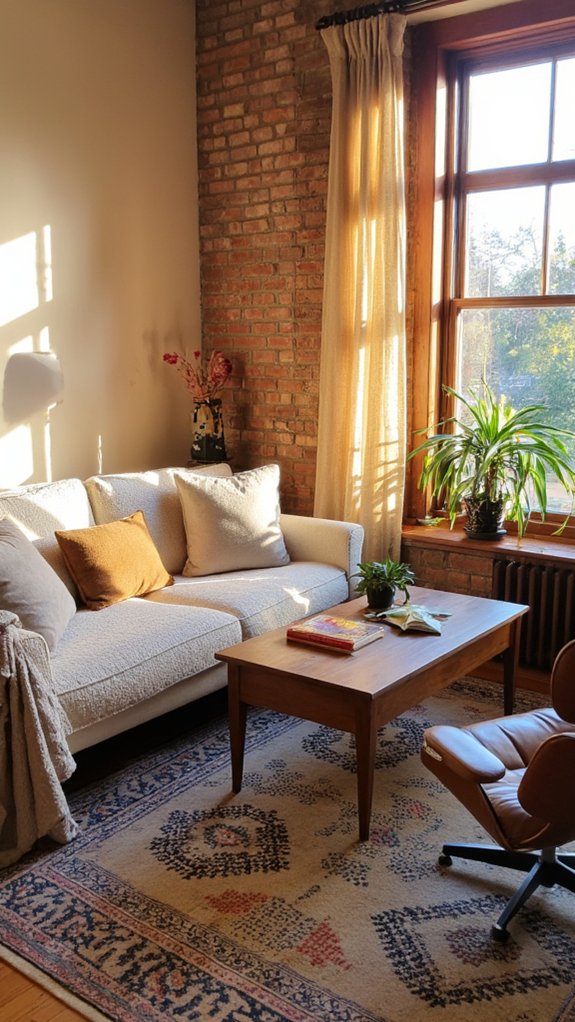 mid century furniture complements boucle