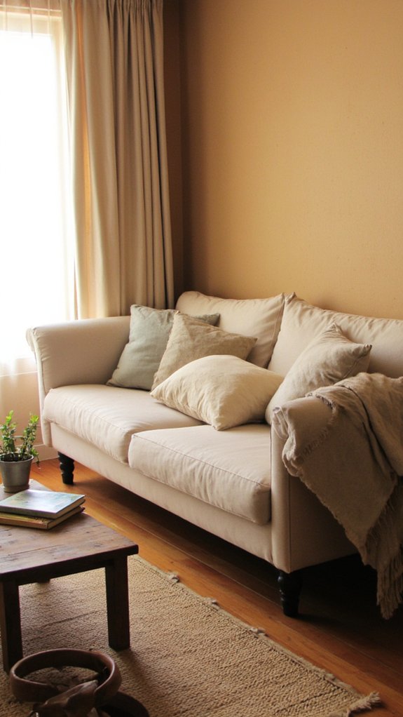 minimalist sofa with pillows