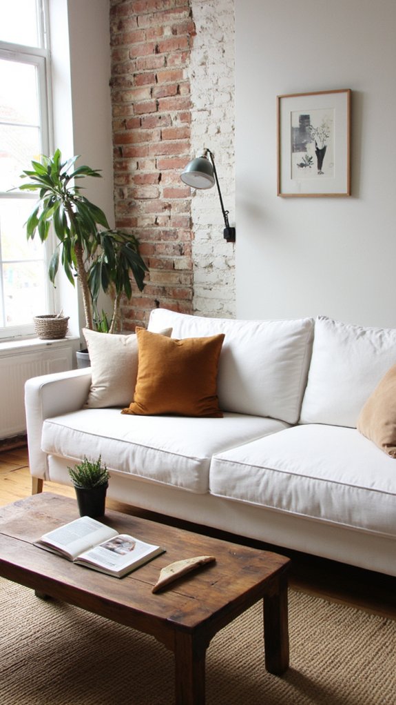 minimalist white sofa accents