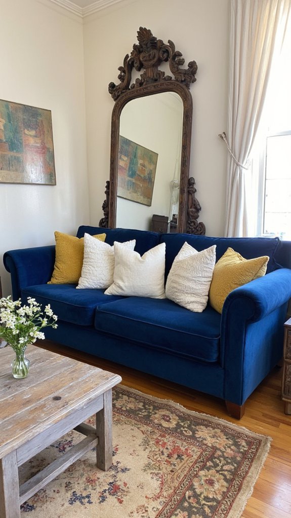 mirrors enhance blue velvet