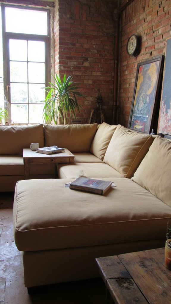 modular sofa with tables