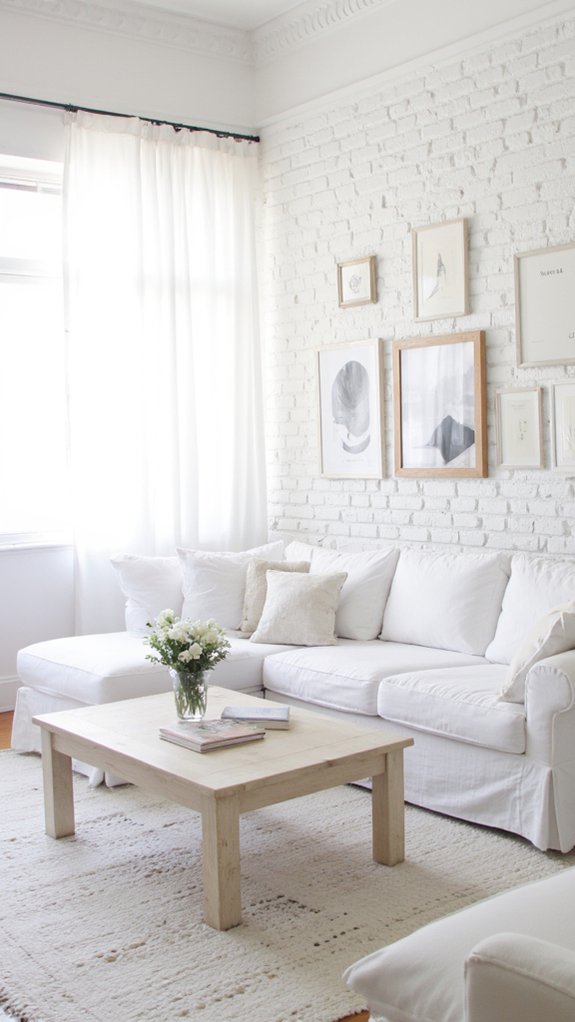 monochromatic white living room