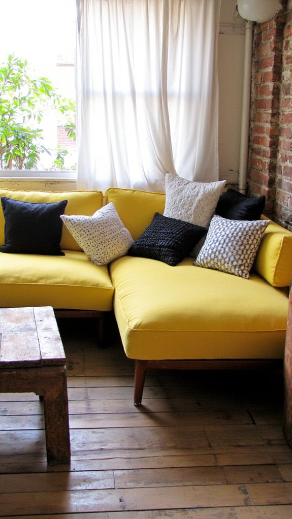 monochrome yellow sofa accents