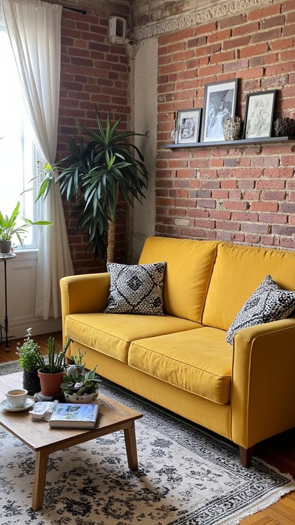 mustard sofa black white