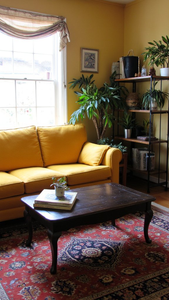 mustard sofa dark furniture