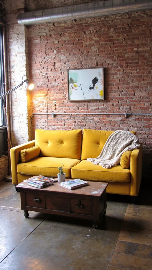 mustard velvet industrial chic