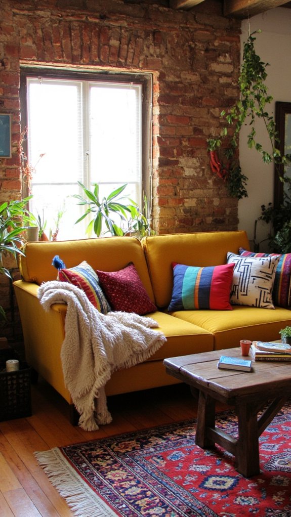 mustard velvet patterned sofa