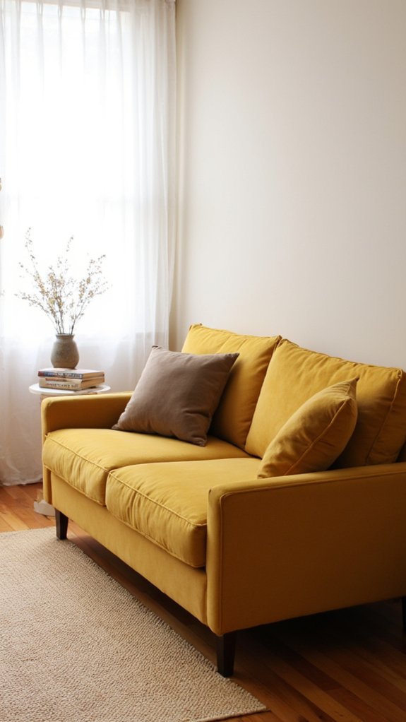 mustard velvet sofa elegance