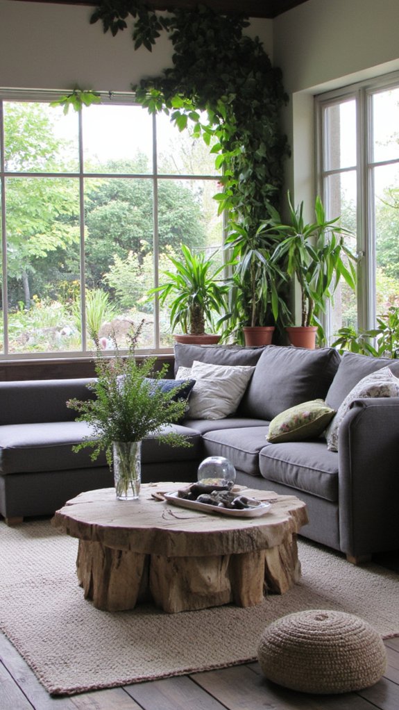 nature inspired grey living room