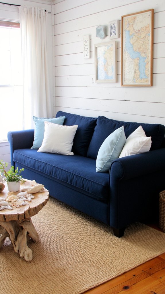 navy blue coastal decor