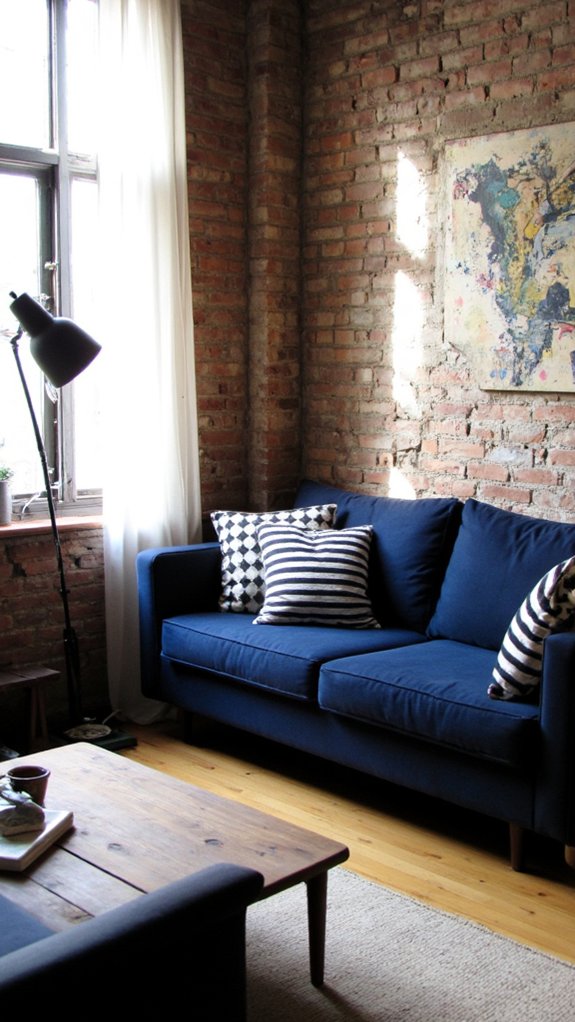 navy sofa black and white