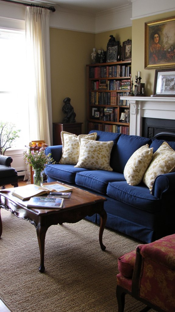 navy sofa classic elegance