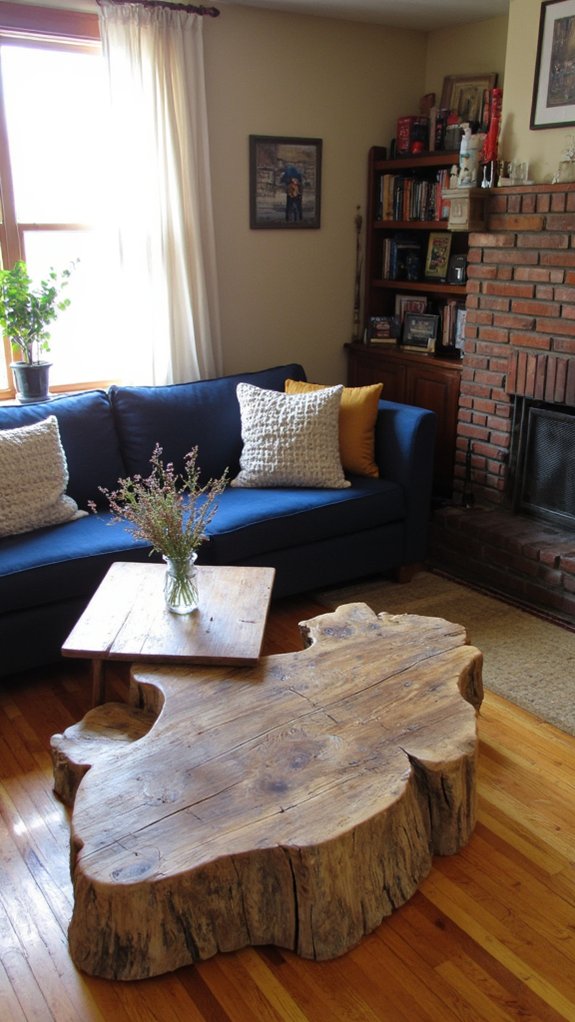 navy sofa reclaimed wood