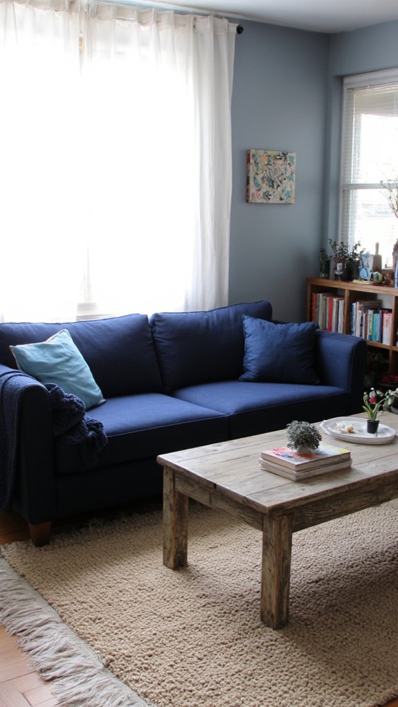 navy sofa serene oasis
