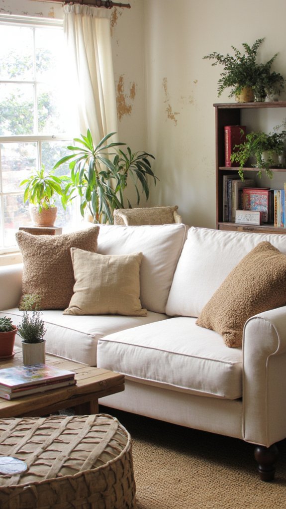 neutral sofa enhances versatility