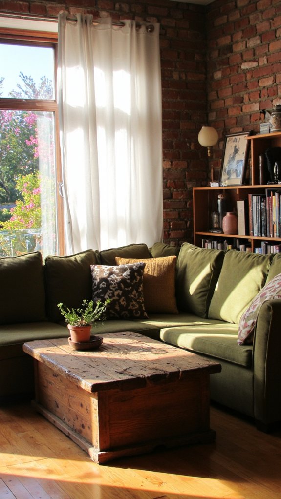 olive green sectional harmony