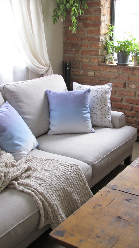 ombre pillows enhance decor