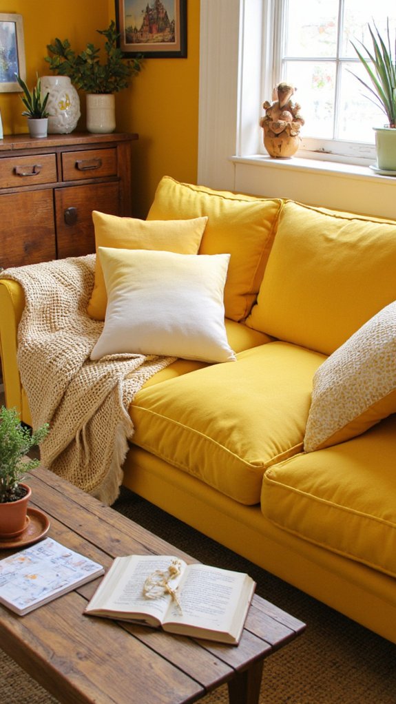 ombre yellow sofa pillows