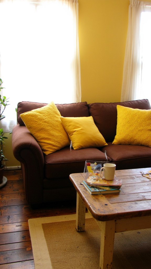 patterned yellow throw pillows