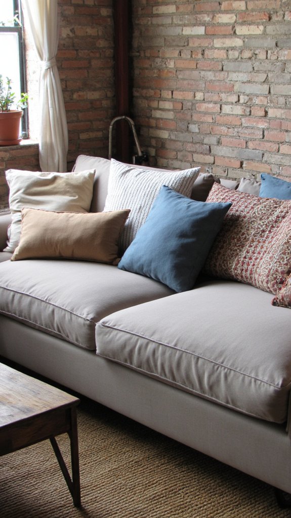 playful asymmetrical pillow arrangement