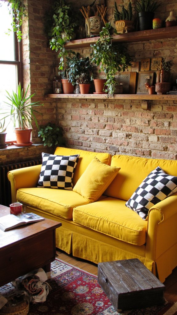 retro checkerboard pillow accents