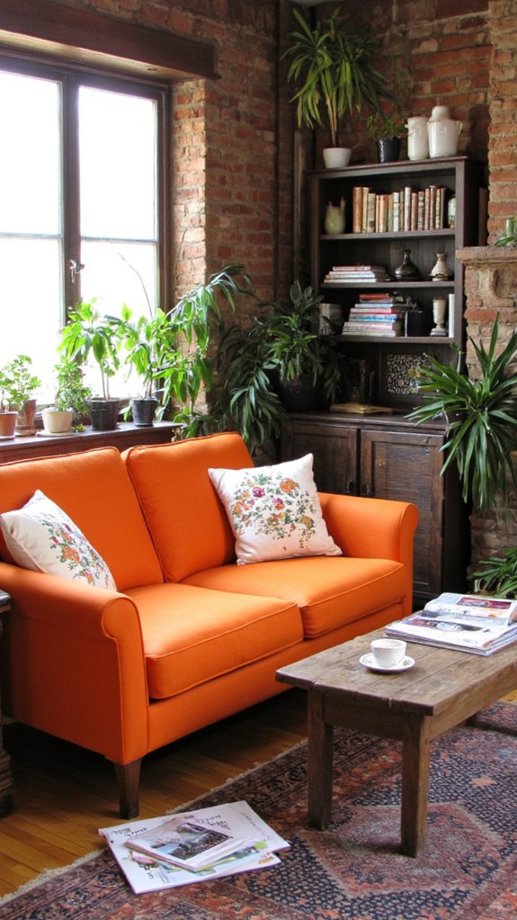 retro orange sofa charm