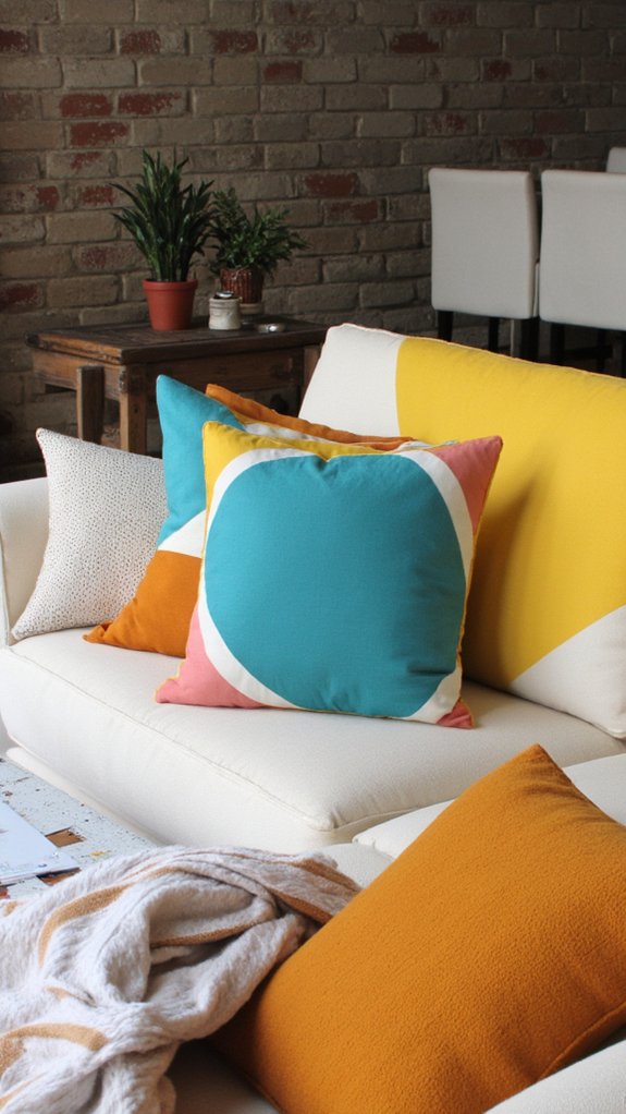 retro vibrant color pillows