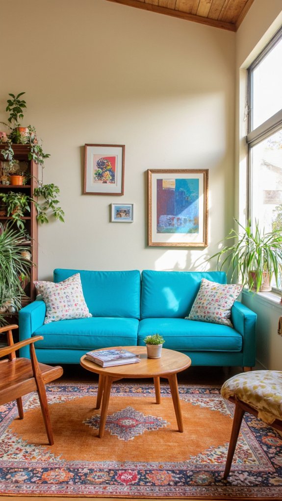 retro vibrant living room