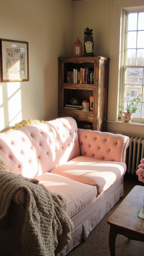 romantic pink sofa elegance