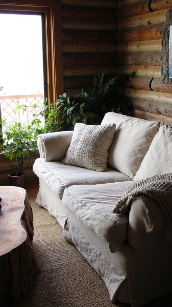 rustic comfort with natural textiles