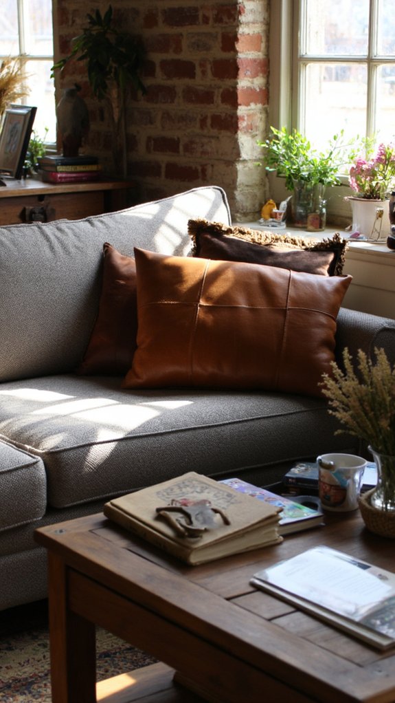 rustic leather sofa accents