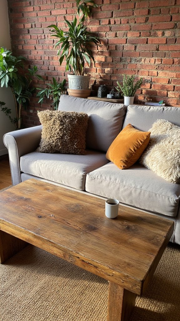 rustic table enhances warmth