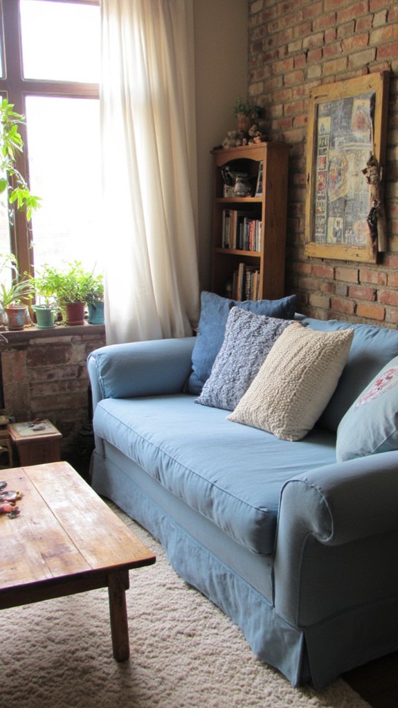 serene blue and wood