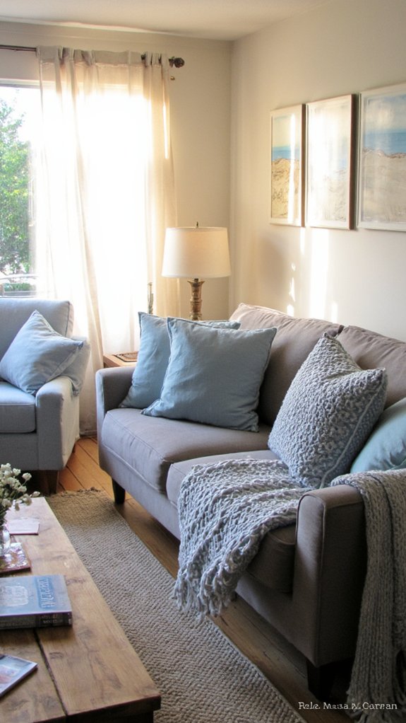 serene coastal blue accents