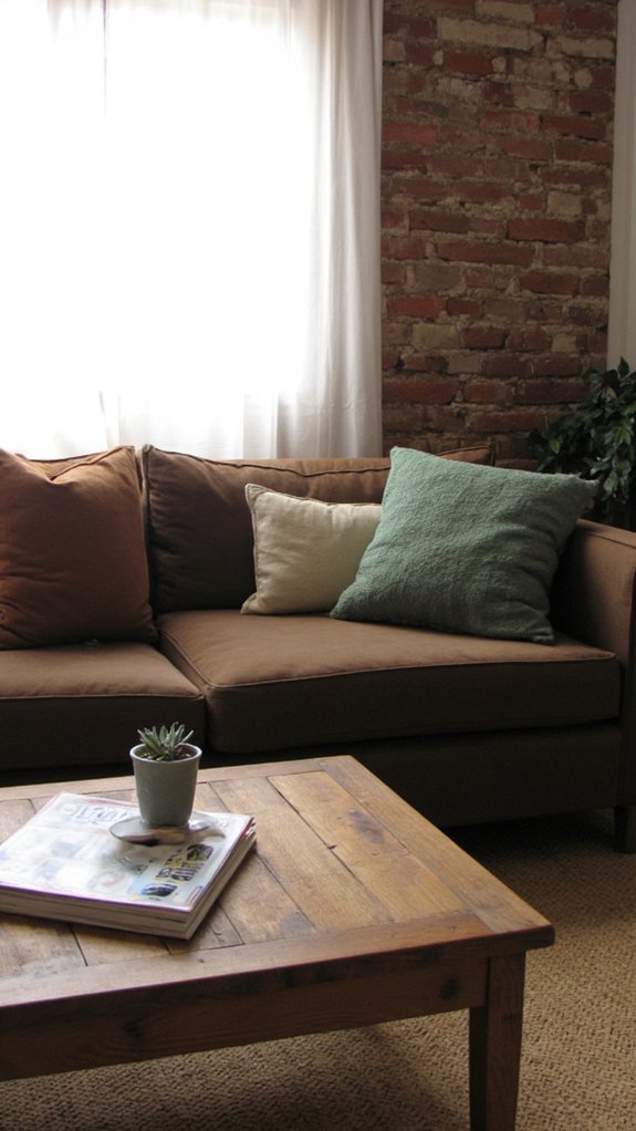 serene earthy velvet sofa