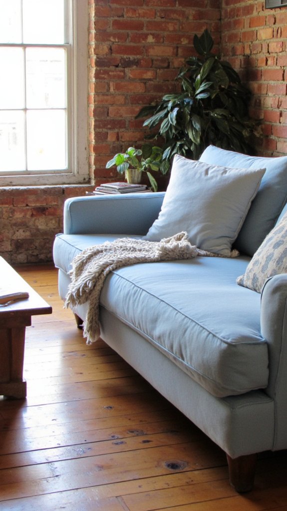 serene light blue sofa