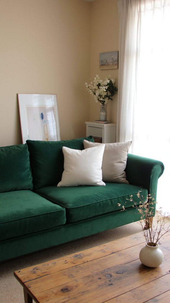 serene minimalist green accents