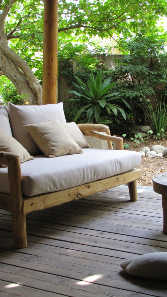 serene natural wood sofa