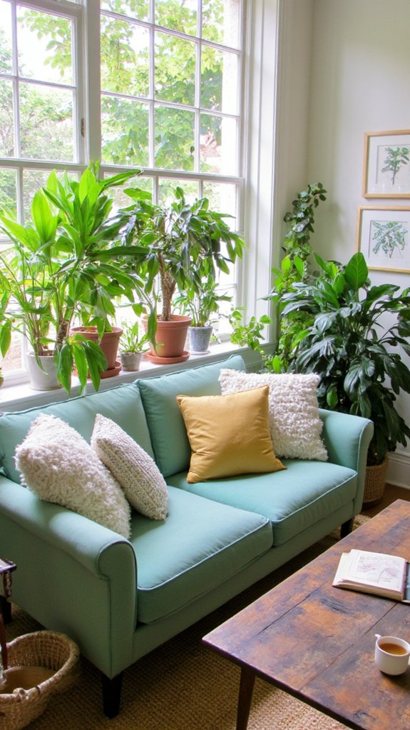 serene seafoam green sofa