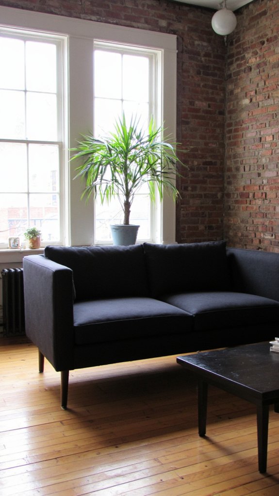 sleek minimalist black sofa