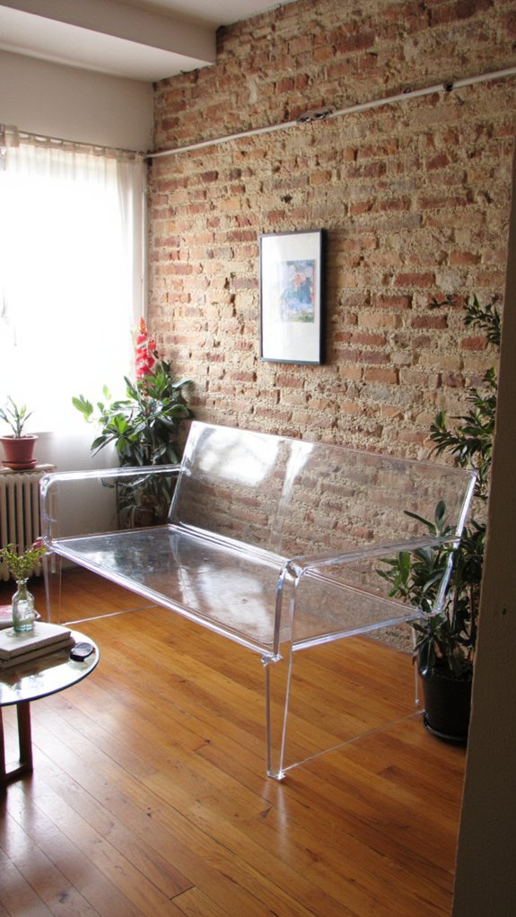 sleek transparent minimalist sofa